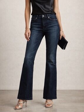 7 For All Mankind Kimmie Bootcut Jeans Dark Wash Stretch Mid Rise 26